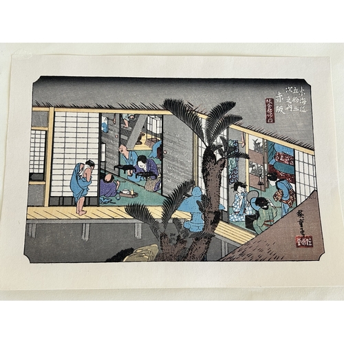 410 - Five antique Japanese woodblock prints believed to be by Utagawa Hiroshige (1797-1858), these appare... 