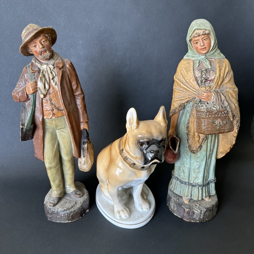 86 - A vintage porcelain 'Lomonosov Factory' (possibly Russian)  bulldog figurine, 8 1/4