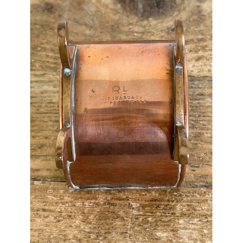 89 - A box of mixed metalwares including a copper kettle, J Picard & Co Regent St lidded copper small box... 
