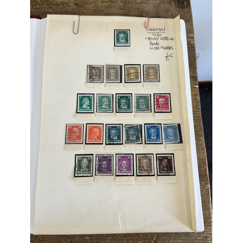 366 - Four stock books of stamps to include two books of Eire stamps, all hinged, one book of German stamp... 