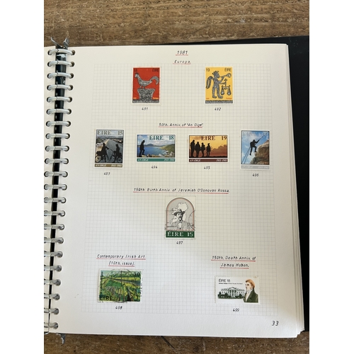 366 - Four stock books of stamps to include two books of Eire stamps, all hinged, one book of German stamp... 