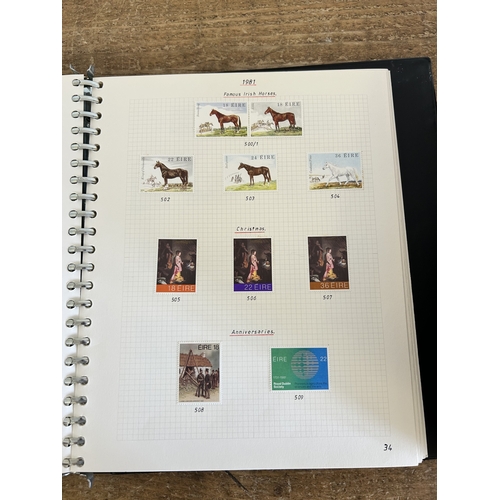 366 - Four stock books of stamps to include two books of Eire stamps, all hinged, one book of German stamp... 