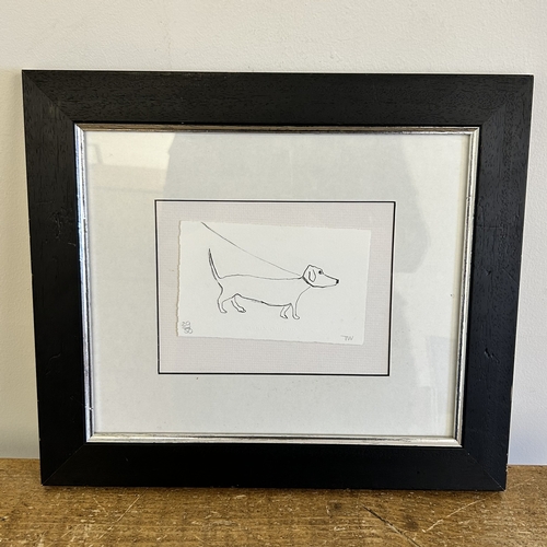 400 - Tessa Newcomb, a framed and glazed limited edition print of a dachshund, numbered 20/50, monogram 'T... 