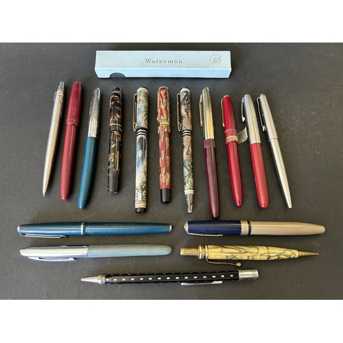 A selection of vintage ink pens with pencils (conditions vary)