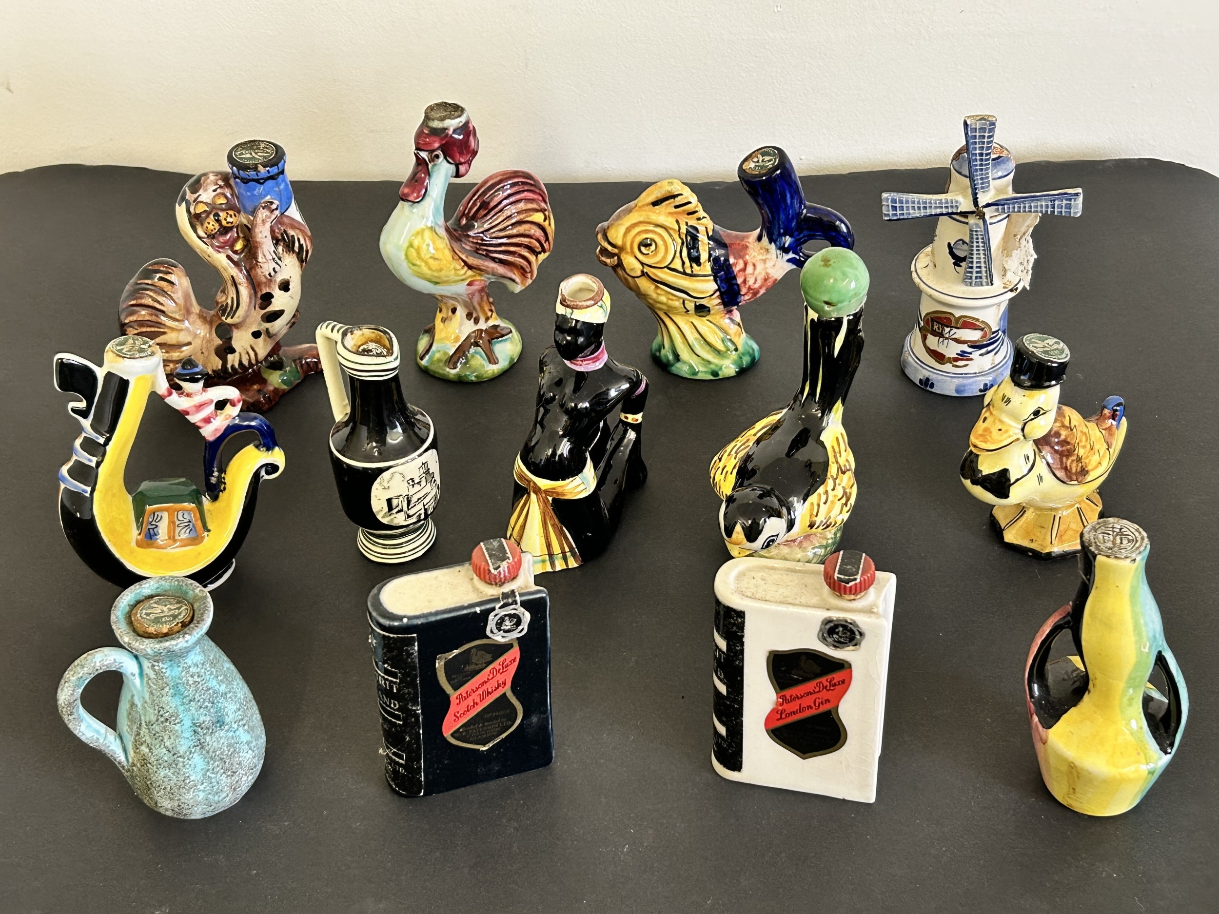 A selection of vintage ceramic international spirit and drink containers