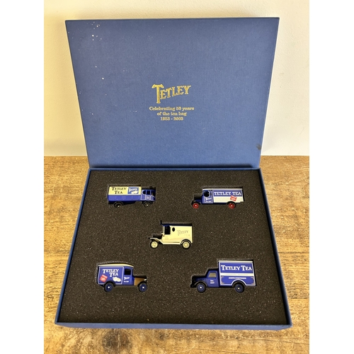 472 - A boxed set of five Lledo Tetley die cast vehicles, Limited Edition No. 1722/2,000