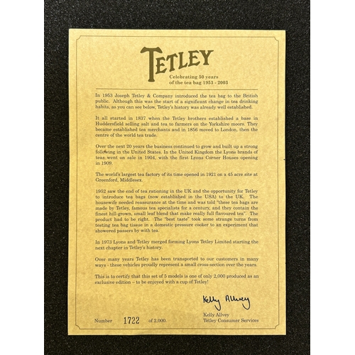 472 - A boxed set of five Lledo Tetley die cast vehicles, Limited Edition No. 1722/2,000