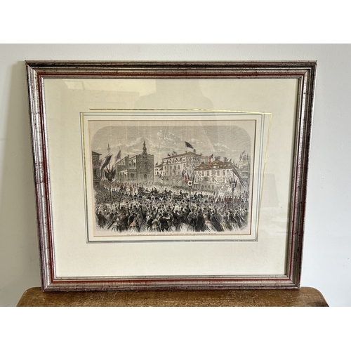 483 - An Edwardian framed and glazed print of a Royal visit to Norwich, caption under reads 'The Musical F... 