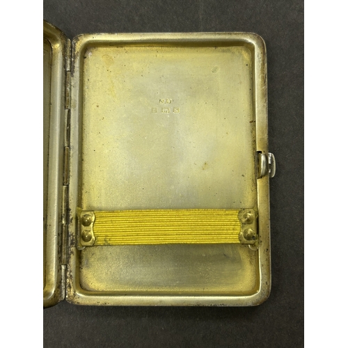 136 - A hallmarked silver and blue enamel cigarette case, just over 3