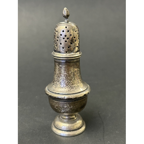 148 - A hallmarked silver pepperette, weight approx. 25g (a few dents)