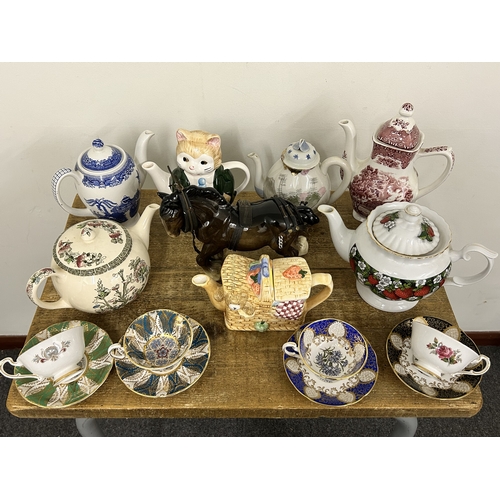 349 - Various ceramic teapots together with a ceramic horse and four Paragon cups and saucers