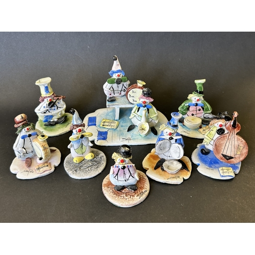 74 - A collection of eight vintage Italian Zampiva ceramic clown figures, the tallest approx. 4 1/2