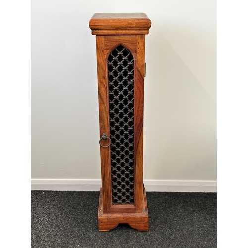 402 - A vintage rustic wooden CD rack, 34