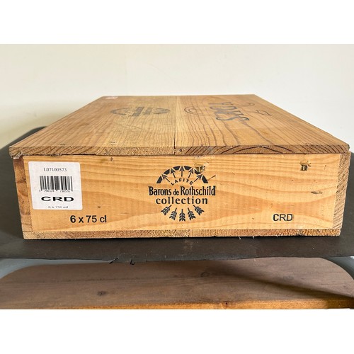 504 - A still sealed wooden box of six Barons De Rothschild Saga Collection red wines