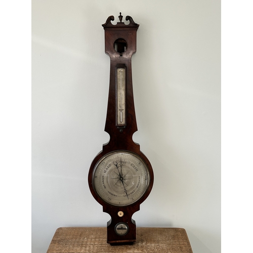 425 - An antique mahogany banjo barometer, 43