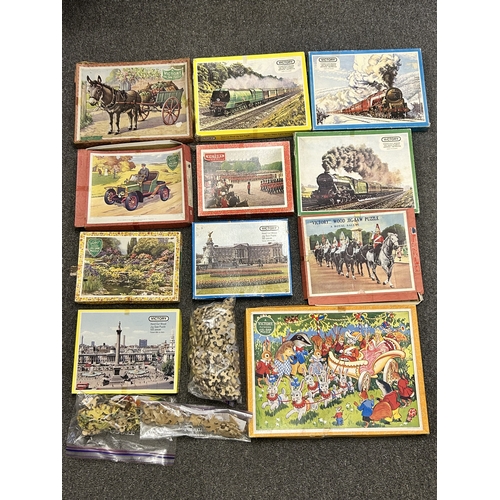 412 - A selection of ten vintage 'Victory' jigsaw puzzles (one piece missing and boxes with wear) together... 