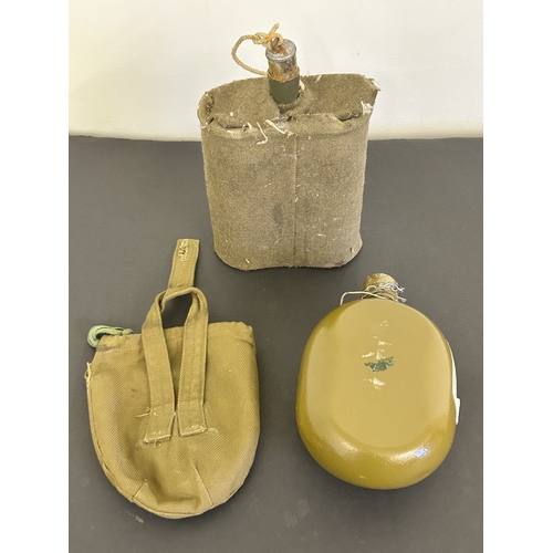 419 - A Ukrainian souvenir water bottle in pouch plus a WW2 British water bottle (both as found)