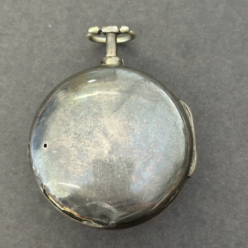 117 - A Georgian hallmarked silver pair case fusee pocket watch, the case marked for London 1812, the inne... 