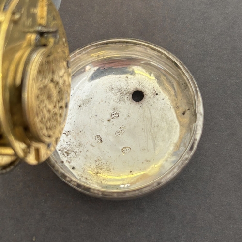 117 - A Georgian hallmarked silver pair case fusee pocket watch, the case marked for London 1812, the inne... 
