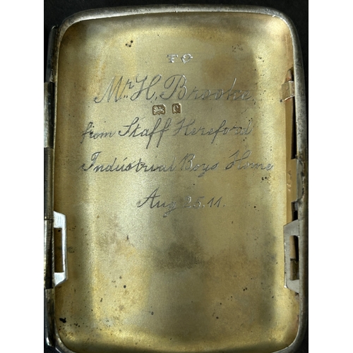 152 - A hallmarked silver small cigarette case with internal inscription for 1911, weight approx. 62g