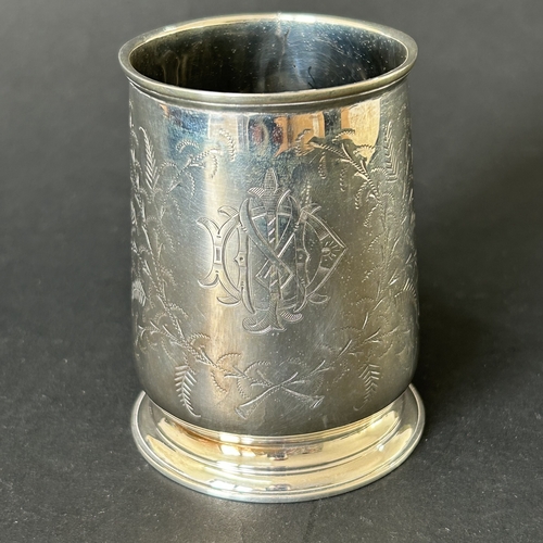 154 - A hallmarked silver christening mug, just under approx. 3 1/2