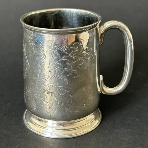 154 - A hallmarked silver christening mug, just under approx. 3 1/2