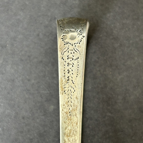 167 - Hallmarked 19th Century silver tongs together with a single silver spoon and a Georgian mustard spoo... 