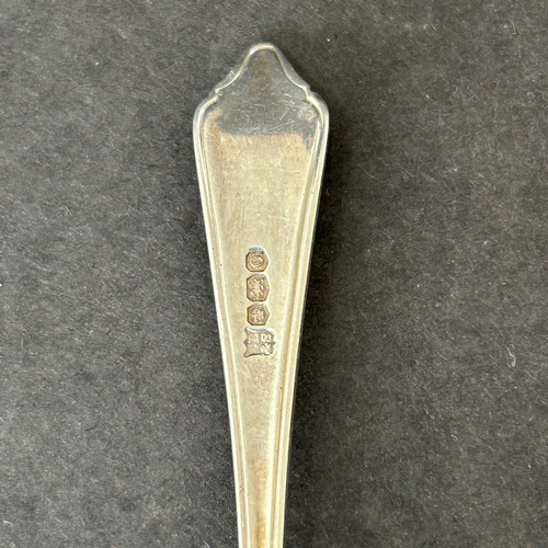 167 - Hallmarked 19th Century silver tongs together with a single silver spoon and a Georgian mustard spoo... 