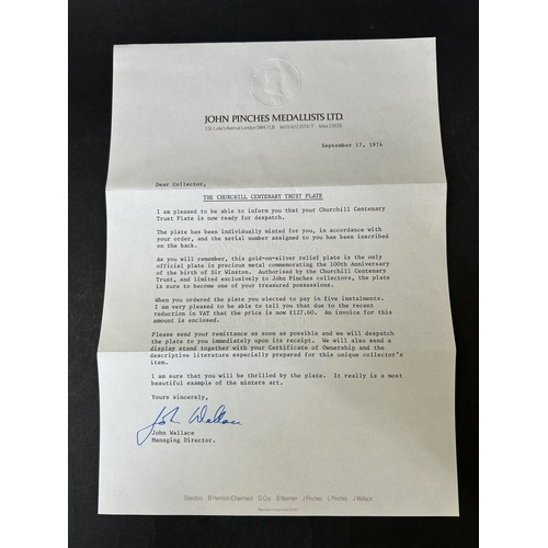 175 - A 1974 'The Churchill Centenary Trust Plate', a limited edition sterling silver marked 'Filled' gild... 