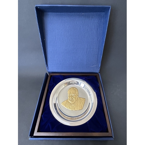 175 - A 1974 'The Churchill Centenary Trust Plate', a limited edition sterling silver marked 'Filled' gild... 