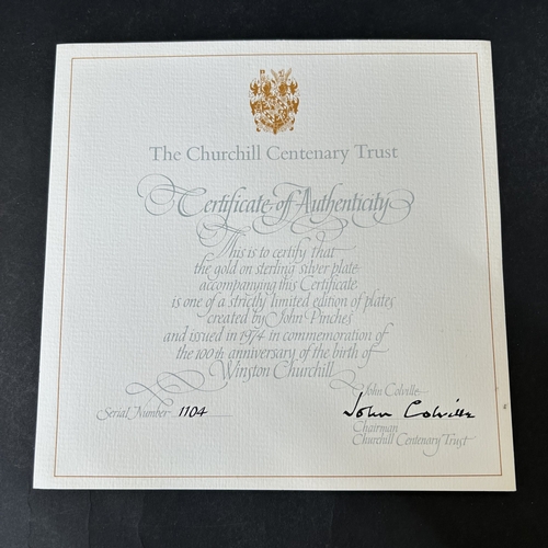 175 - A 1974 'The Churchill Centenary Trust Plate', a limited edition sterling silver marked 'Filled' gild... 
