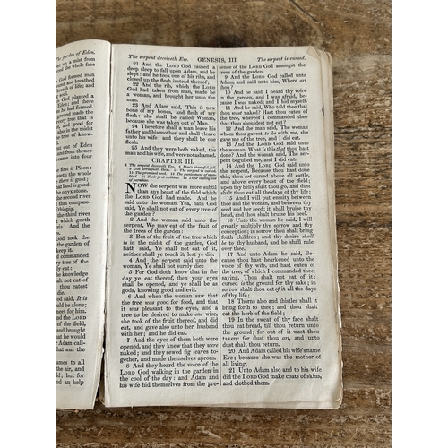 298 - A mid 19th Century British and Foreign Bible Society Holy Bible (cover and some inner pages as found... 