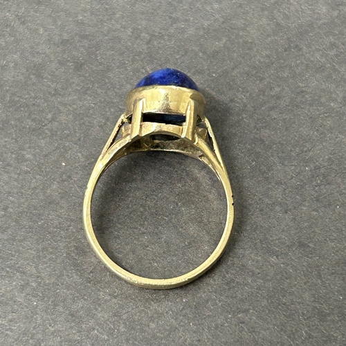 325 - A 9ct gold lapis lazuli stone set ring, approx. size O 1/2, weight approx. 4g together with a matchi... 