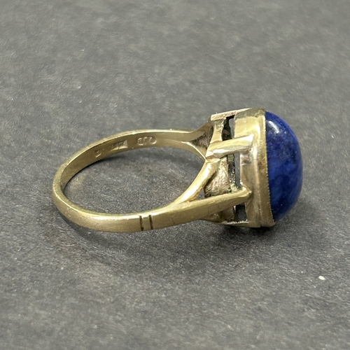 325 - A 9ct gold lapis lazuli stone set ring, approx. size O 1/2, weight approx. 4g together with a matchi... 