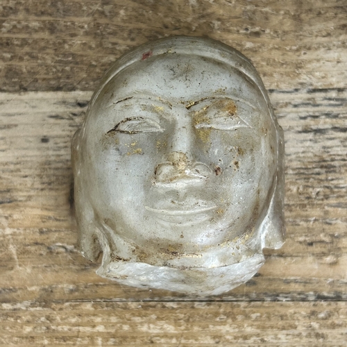 378 - A selection of mixed items including a Japanese knife with chopsticks, metal Buddha head, Oriental b... 