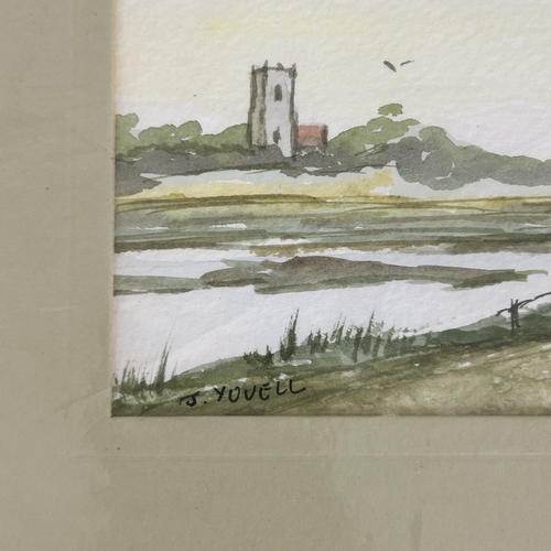 447 - A small framed oil on canvas of a forest and river scene together with a small watercolour signed J ... 