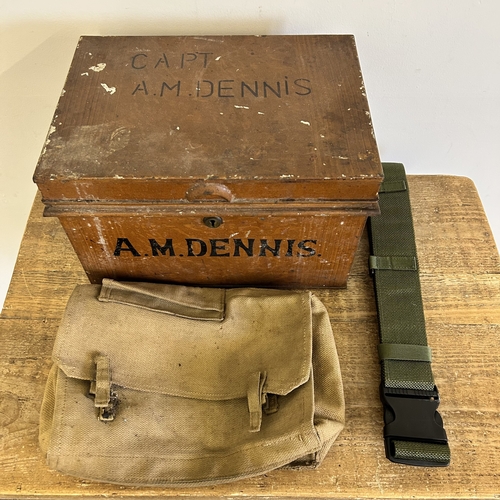 47 - A vintage metal tin, the top stencilled with 'Capt A M Dennis', 14