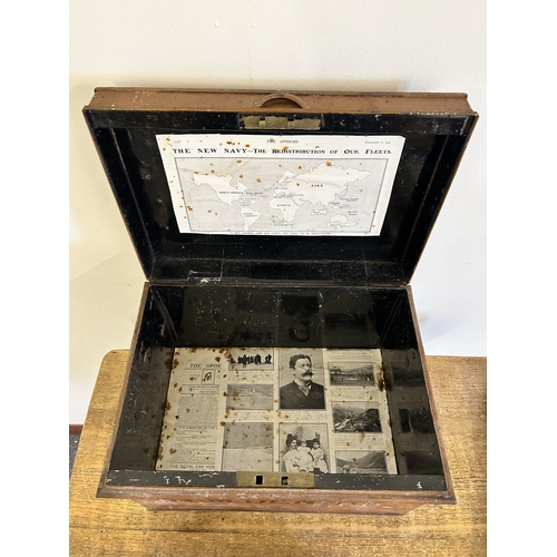 47 - A vintage metal tin, the top stencilled with 'Capt A M Dennis', 14