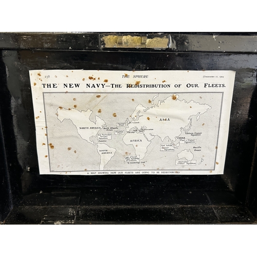 47 - A vintage metal tin, the top stencilled with 'Capt A M Dennis', 14