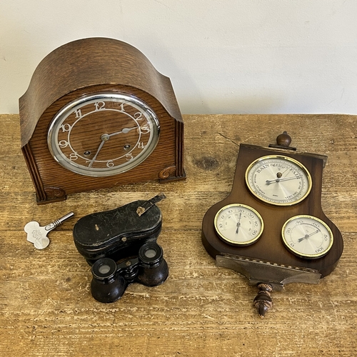 6 - A pair of antique Borde Haussmann Paris opera glasses, a Diplex barometer (as found) and a 'Garrard'... 