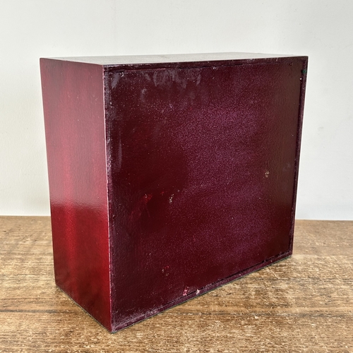 67 - A miniature wooden three drawer jewellery/collectors chest, mahogany stained, approx. 9 1/4