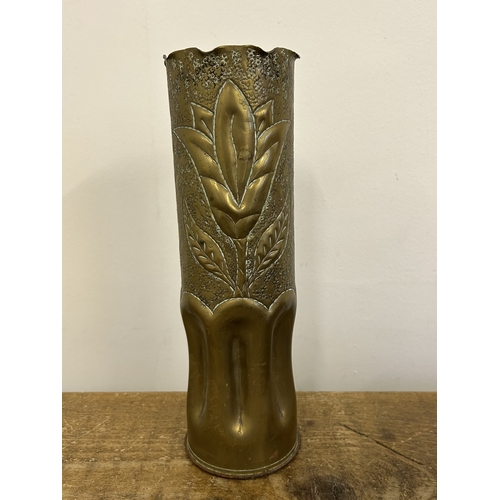 70 - A WW2 era dated 1944 Trench Art shell case, approx. 10 1/2