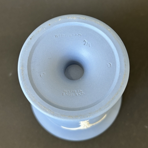 81 - A collection of vintage Wedgwood Powder Blue Jasperware ceramics including vases, lidded pots etc