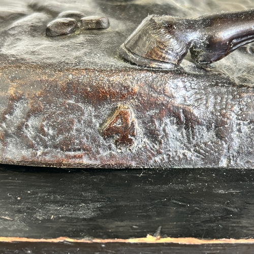 97 - A pair of 19th Century bronze Marley horse and attendant figures, both marked 'Coustou' to base and ... 