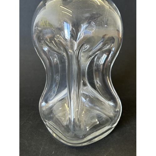 99 - A decorative hallmarked silver and blown glass 'glug glug' decanter, either London 1897 or 1903 (dat... 