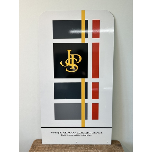 392 - A vintage metal advertising sign for JPS Cigarettes, double sided, 39