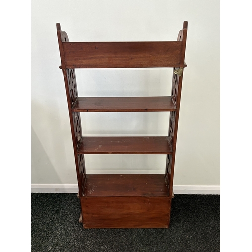 400 - A vintage Chinese style open bookcase with four small drawers at the base, 44
