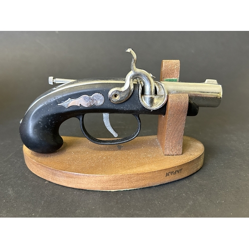 417 - An Art Deco period Bayer large and heavy table lighter with faux tortoiseshell decoration and press ... 