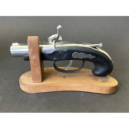 417 - An Art Deco period Bayer large and heavy table lighter with faux tortoiseshell decoration and press ... 