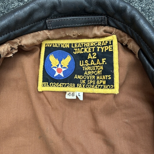 432 - A vintage aviation Leather Craft jacket, Type A2 USAAF leather jacket, size 46L (mild signs of age a... 